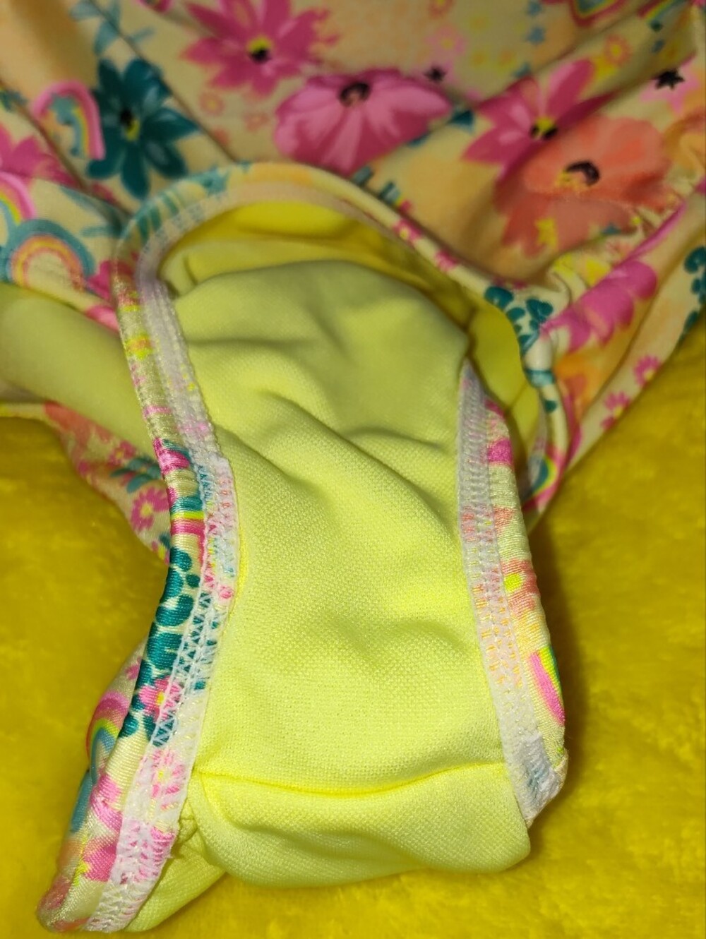 Cat & Jack Yellow Floral One-Piece Swimsuit with Pink & Teal Accents - Picture 4 of 4
